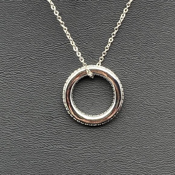 Sparkling Silver Eternity Circle Pendant Necklace - Picture 4 of 8